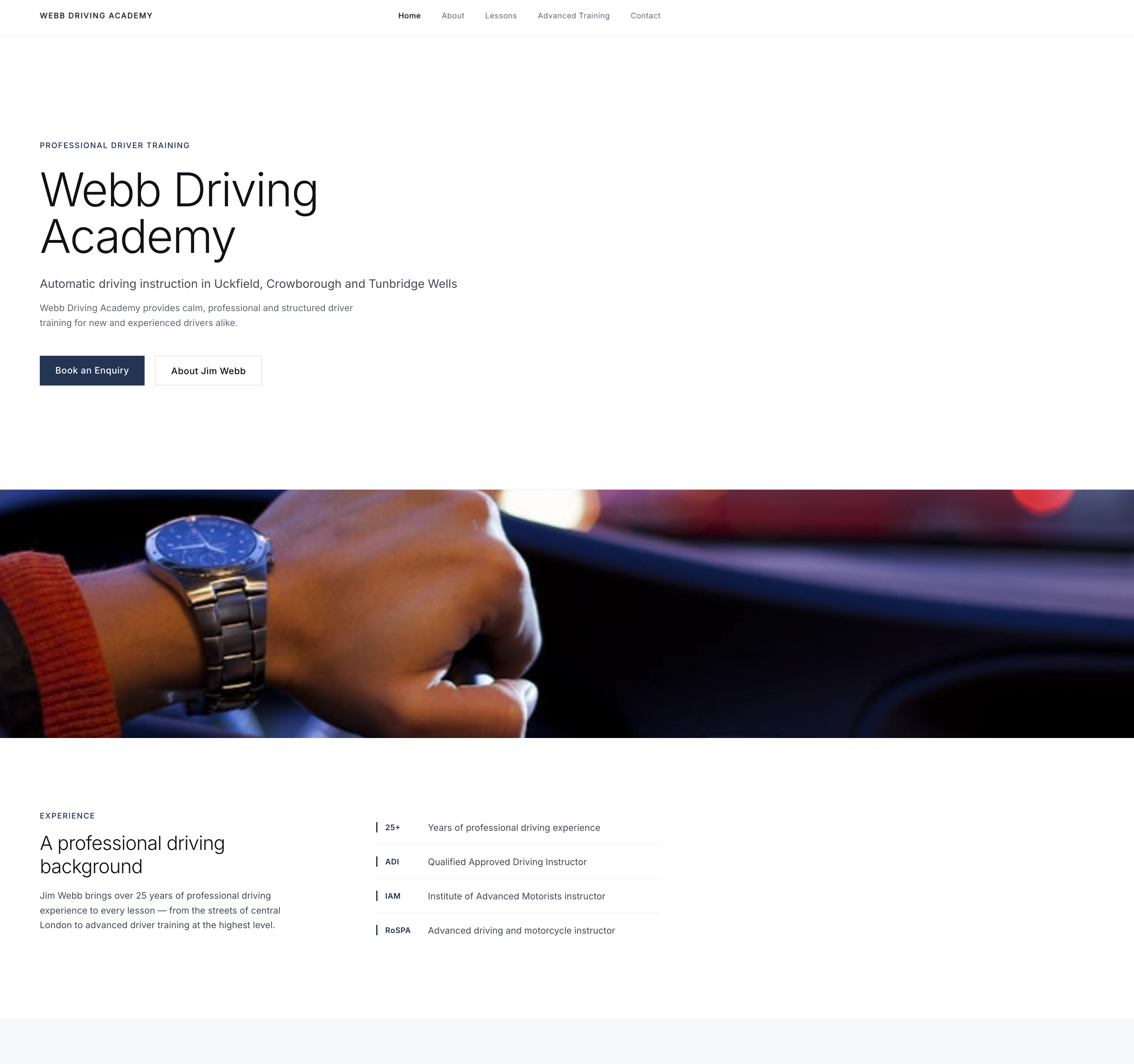 Webb Driving Academy website